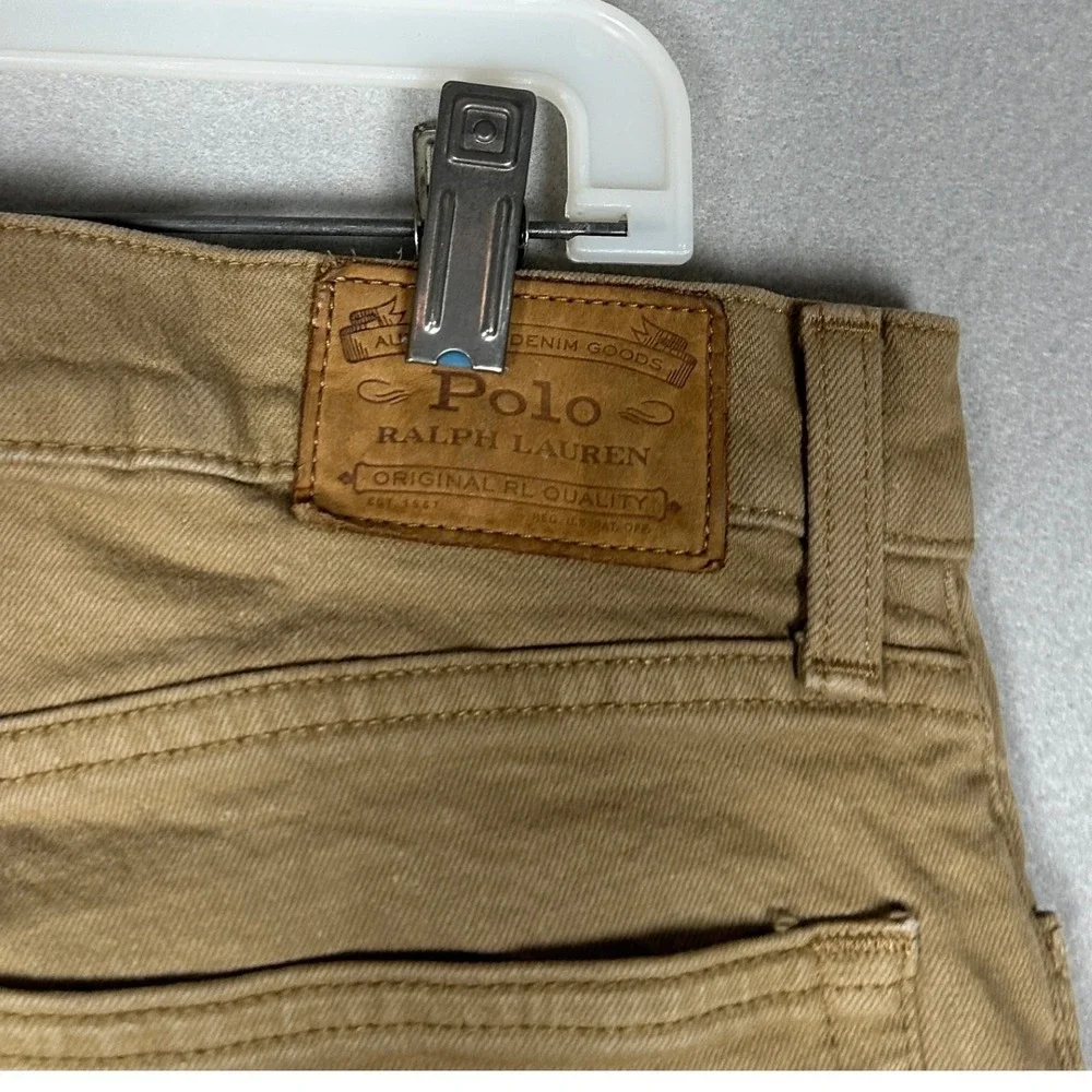 Polo Ralph Lauren Jeans Mens 36X32 Tan Khaki Hampton Relaxed Straight Stretch
